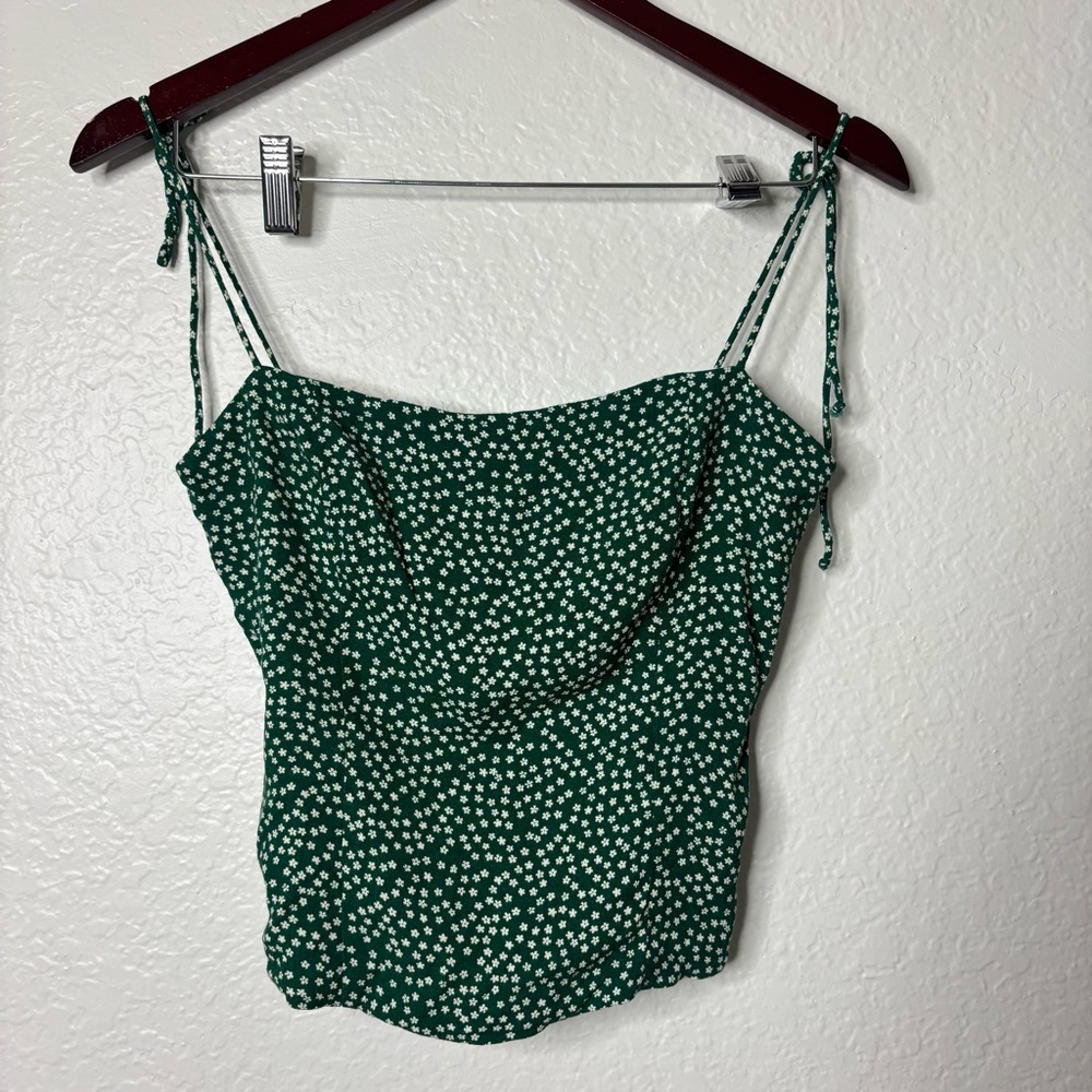 Reformation Meyer Floral Print Tie Strap Tank Top In Wyoming Green Size 6 Small - Picture 2 of 5